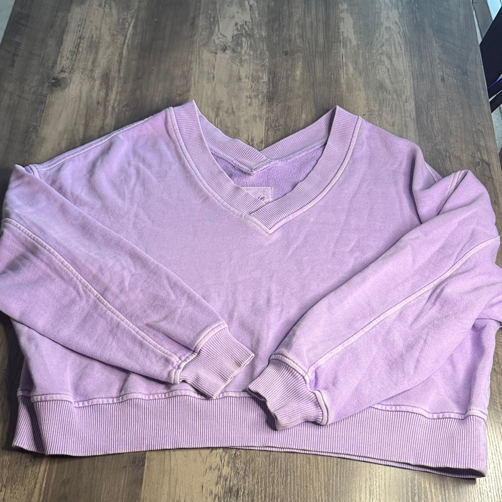 Aerie Pastel Purple Cropped Oversized Sweatshirt - Picture 1 of 3